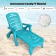 Turquoise folding lounger chaise chair featuring a high backrest and five adjustable positions for ultimate outdoor.
