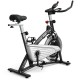 Adjustable spinning bike with 30 lbs flywheel, LCD monitor, and aluminum alloy cage pedals for home and gym use.