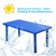 Kids plastic rectangular learn and play table in blue, waterproof surface for easy cleaning, ideal for daycares and.