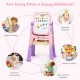 Height adjustable pink kids art easel with double-sided magnetic board, perfect for creative play and safe use.