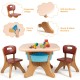 Kids activity table and chair set in brown and beige, made of durable PP material, perfect for play and learning.