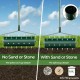 Manual lawn aerator with detachable handle, filled with sand for deeper spike penetration, 21 inches, 6.8L capacity.