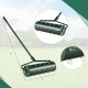Manual lawn aerator with 21-inch roller and 27 galvanized steel spikes for effective soil loosening and plant growth.