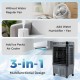 1800 CFM evaporative air cooler in black with 4-gallon tank, featuring ice pack capability for enhanced cooling.