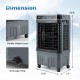 Evaporative air cooler with 1800 CFM airflow, 4-gallon tank, and touch panel for efficient cooling in black.
