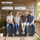 Extra bench seating on the 180 Gal outdoor deck box, made of durable gray PP, accommodates 4 people and supports 620.