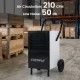 Commercial dehumidifier with built-in pump, 189 pints/day capacity, designed for large spaces like warehouses.