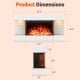 Dimensions of the 18/36 Inch 3-Sided Wall Mounted Electric Fireplace with floating mantle, showcasing size details.