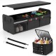 18 Gal black car trunk organizer with lid, featuring 3 compartments, insulated cooler bag, and multiple storage pockets.