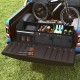 18 Gal black car trunk organizer with lid, featuring 3 compartments and pockets for efficient storage and portability.