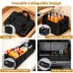 Collapsible 18-gallon car trunk organizer in black, featuring 3 compartments and a removable lid for versatile storage.