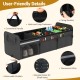 18 Gal black car trunk organizer with lid, featuring 3 compartments, adjustable straps, and convenient handle for easy.