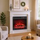 18-inch electric fireplace insert with realistic flames, remote control, and customizable heat for cozy living room.