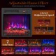18-inch electric fireplace insert showing 7 flame colors and adjustable brightness for customizable ambiance and warmth.