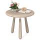 Round 18-inch mahogany wood side table with thickened board, perfect for outdoor use on porches or in living rooms.