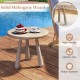 Round 18-inch outdoor side table made of solid mahogany wood, featuring a thickened board for versatile use on porches.