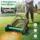 18-inch push reel lawn mower with 5 manganese steel blades, featuring a removable grass catcher for cleaner cuts.