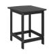Black 18-inch weather-resistant side table crafted from HDPE, designed for versatile use on patios, porches, or indoors.