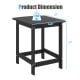 Black 18-inch weather-resistant side table made of HDPE, perfect for outdoor use with a strong 200 lbs capacity.