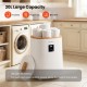 Large white towel warmer with LED display, 18L capacity for quick heating of towels, ideal for bathroom use.