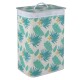 Bamboo clothes hamper with removable liner, featuring a green rainforest pattern, perfect for laundry storage.