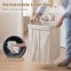 Bamboo clothes hamper with removable liner, featuring a natural texture and portable handles for easy carrying.