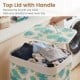 Bamboo clothes hamper with removable liner, featuring a green rainforest pattern and top lid for easy laundry storage.