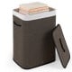Bamboo clothes hamper with removable liner, black, 19-gal capacity, ideal for bedrooms and laundry rooms.