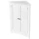 White bathroom corner storage cabinet with shutter doors, adjustable shelf, and spacious storage for toiletries and.