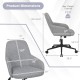 Adjustable gray linen accent chair dimensions with ergonomic design, suitable for home office use and comfort.