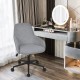 Gray linen accent adjustable rolling swivel chair with armrest, perfect for home office or vanity use.