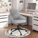 Gray linen accent adjustable rolling swivel chair with armrest, ideal for home office use and ergonomic comfort.