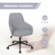 Gray linen accent adjustable rolling swivel chair with ergonomic armrest, perfect for home or office use.