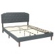 Upholstered full-size bed frame with adjustable diamond button headboard and wooden slats for stylish bedroom comfort.