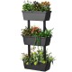 3-tier freestanding vertical plant stand with large flower pots, ideal for indoor and outdoor gardening.
