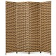 Four-panel folding privacy partition room divider in yellow with hand-woven design, ideal for creating personal space.