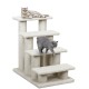 4-step carpeted cat stairs with scratching posts, providing a stable and comfortable climbing space for indoor cats.