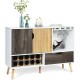 Mid-century buffet sideboard with wine rack, adjustable shelf, and drawer, perfect for kitchen or dining room storage.