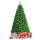 6-foot pre-lit fiber optic artificial Christmas tree with 617 branch tips, surrounded by colorful wrapped gifts.