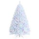 6 feet artificial Christmas tree with iridescent branch tips, featuring a white color and a sturdy X-shaped iron base.