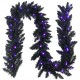 9-foot pre-lit Halloween garland with 50 purple LED lights, featuring a black design for festive decoration.