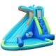 Inflatable hippo water pool with slide and splash area, designed for safe summer fun for kids.