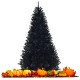 Black 7.5 feet hinged artificial Christmas tree with 1258 branch tips, perfect for customizable holiday decor.