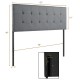 Gray adjustable tufted linen fabric headboard for queen and full size beds with steel legs and height adjustment.