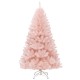 Pink 6ft artificial Christmas tree with hinged construction and X-shaped metal stand, perfect for festive home.