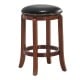 Backless 24-inch swivel bar stool with padded PU leather seat and rubber wood legs, ideal for kitchen or bar use.