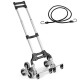 Portable folding stair climbing hand truck with adjustable handle and elastic rope for secure cargo transport.