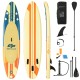 Inflatable stand-up paddle board with aluminum paddle, hand pump, and carrying bag, ideal for water activities and.