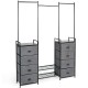 Portable multifunctional dresser with 8 fabric drawers and metal rack, ideal for organizing clothes and shoes.