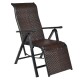 Adjustable patio back folding lounge recliner made of durable PE rattan with a solid steel frame, perfect for outdoor.